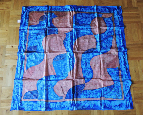 Seidenschal blau und braun